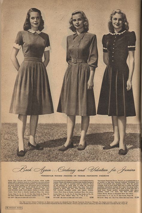 The Closet Historian: Cataloging Catalogs: Ward's Fall/Winter 1947-1948, More Dresses! 1940s Aesthetic, 40s Mode, 1940s Fashion Women, Decades Fashion, Fashion Through The Decades, Decades Of Fashion, Mode Retro, Fashion 1940s, 20th Century Fashion