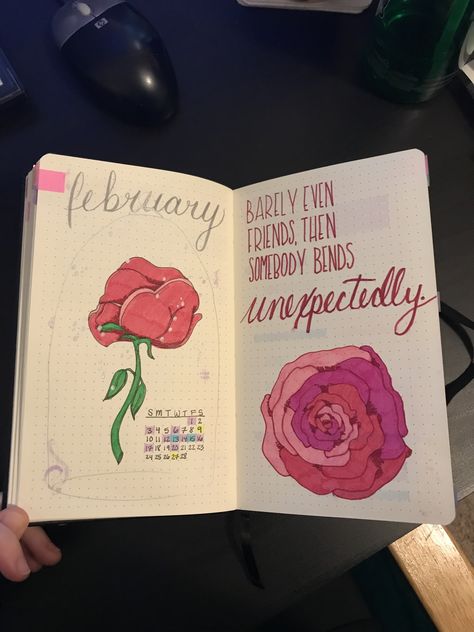 Beauty And The Beast Bujo, 2025 Bujo, Bullet Journal Layout Templates, Journal February, Beauty And The Beast Rose, Beauty And The Beast Theme, Stay Creative, Monthly Overview, Belle Beauty And The Beast