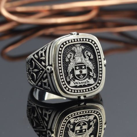 Silver family crest ring with celt ornaments, bespoke crest ring , men silver ring, christmas gift Ring Men Silver, Family Crest Ring, Men Silver Ring, Family Crest Rings, High Middle Ages, Unique Silver Jewelry, Signet Rings, Rings Rings, Ring Men