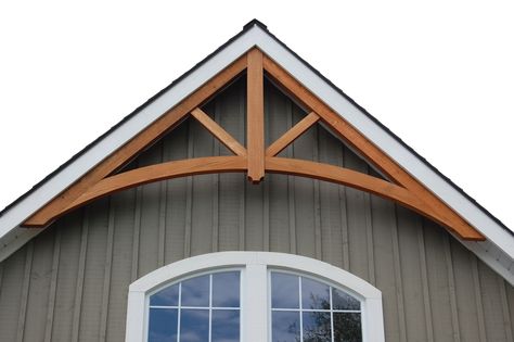 Gable Trim, House Trim, Apartment Patio, Exterior Makeover, Exterior Remodel, Updating House, Roof Design, Wood Accents, House Front