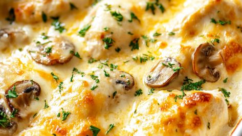 Chicken Gloria Casserole, Chicken Gloria, Caramel Cake Recipe, Cheese All, Chicken Mushrooms, Favorite Casseroles, Low Carb Low Fat Recipes, Sherry Wine, Chicken Main Dishes