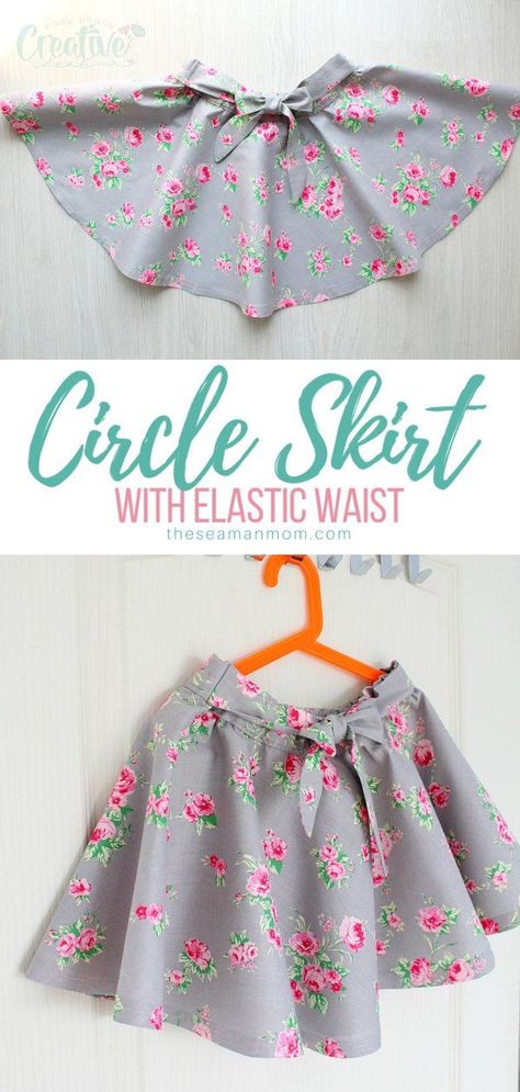 Do you love the look of those twirly full circle skirts? Here's how to make a circle skirt for yourself or your little girl, without having to insert a zipper. You'll learn how to make a circle skirt pattern and how to make a circle skirt with elastic waist, so this is perfect for beginners! #easypeasycreativeideas  #sew #sewing #sewingtutorials #sewingprojects #sewingforkids #sewingforbeginners #circleskirt #easysewing #beginnersewingprojects #beginnersewing #sewingpatterns Circle Skirt Pattern Kids, Make A Circle Skirt, Girls Circle Skirt, Girls Skirt Patterns, Circle Skirt Tutorial, Circle Skirt Pattern, Beautiful Sewing, Skirt Pattern Free, Diy Sy