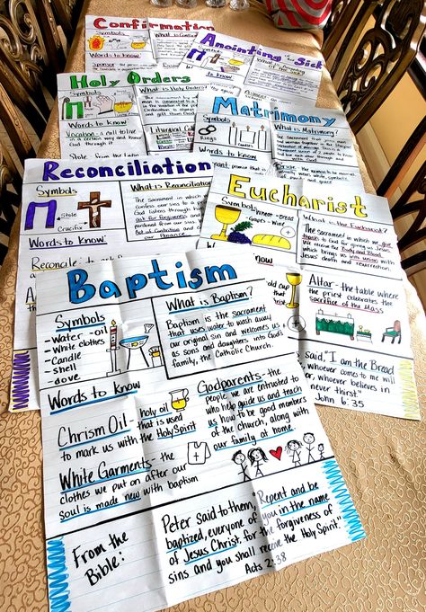 Looking for the whole set?   Handmade posters in my Etsy shop - I'd love to make one for you! Ccd Class Activities, Sacraments Activities Catholic For Kids, Catholic Halloween Activities, Reconciliation Catholic, Sacraments Activities, Anointing Of The Sick, Ccd Activities, Handmade Posters, Sunday School Worksheets