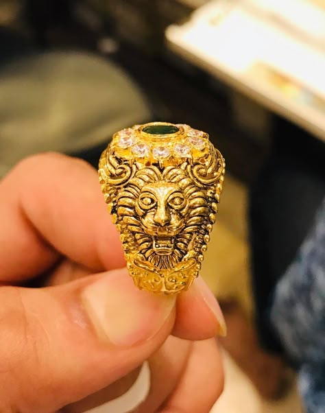 Lion Rings For Men Gold, Balaji Gold Rings For Men, Men's Rings Gold Indian, Premraj Shantilal Jain Jewellers, Gents Gold Ring, Rings For Men Wedding, Antique Mens Rings, Gold Rings For Men, Man Gold Bracelet Design