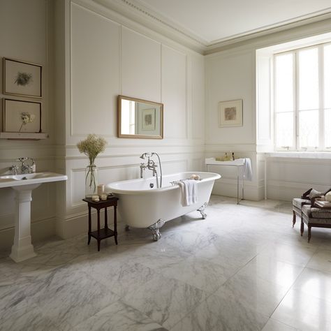 French Marble Bathroom, Carrera Marble Bathroom Floor, Carrara Marble Bathroom Floor, Calcutta Marble Bathroom, Marble Floor Bathroom, Calacatta Marble Floor, Carrera Marble Bathroom, Carrara Bathroom, White Square Tiles