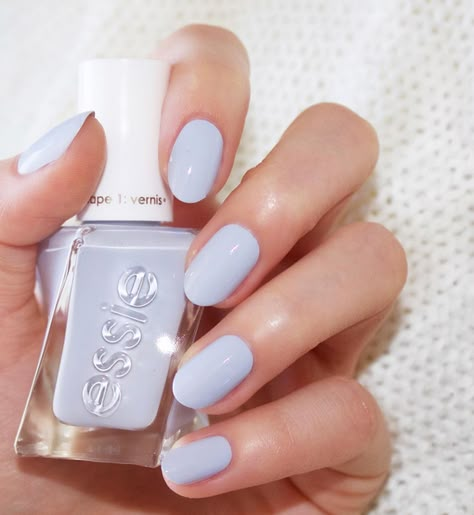 Essie Periwinkle Polish Essie Gel Couture Swatches, Powder Blue Nails, Summer Acrylic, Essie Gel Couture, Gel Couture, Essie Gel, Blue Nail Polish, Diy Summer, Blue Nail