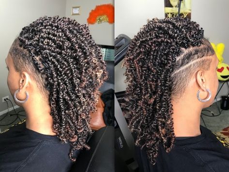 Protective Styles With Shaved Sides, Passion Twist Shaved Sides, Two Strand Twist With Shaved Sides, Crochet Braids With Shaved Sides Short, Boho Braids Shaved Sides, Braid Styles With Shaved Sides, Crochet Braid Styles With Shaved Sides, Braids With Tapered Sides And Back, Short Braids With Shaved Sides