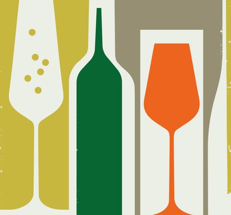 The Sunday Times Travel Section | Bo Lundberg Wine Pattern, Bo Lundberg, Cocktail Illustration, Wine Logo, Mid Century Illustration, Wine Poster, Pix Art, Illustration Adobe Illustrator, Wine Art