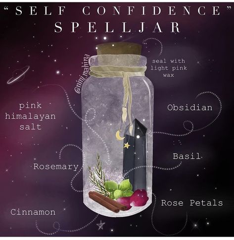 Self Confidence Spell, Confidence Spell Jar, Confidence Spell, Herb Bundles, Spell Bottles, Witch Spells, Witch Things, Witchcraft Spells For Beginners, Waxing Moon