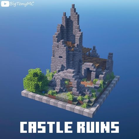 Minecraft Ruins Building, Minecraft 1 Chunk Builds, Minecraft Medieval Ruins, Minecraft Ancient Ruins Build, Minecraft Chunk Builds, Minecraft Ruined Castle, Minecraft Ancient Ruins, Minecraft Ruins Build, Minecraft Ruins Ideas