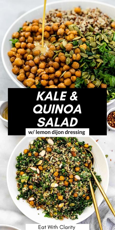 Lemon Dijon Dressing, Kale And Quinoa Salad, Kale And Quinoa, Dressing Healthy, Quinoa Kale, Kale Quinoa Salad, Dijon Dressing, Kale Quinoa, Salad With Lemon