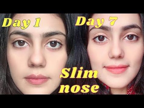 This is how i got rid of my big and tilted nose in just few days. Just make your that you sleep in a correct position. Just follow these poses once a day or ... Haircuts For Big Noses, Slim Nose, Bulbous Nose, How To Get Slim, Nose Reshaping, Big Nose Beauty, Straight Nose, Nose Makeup, Face Yoga Facial Exercises