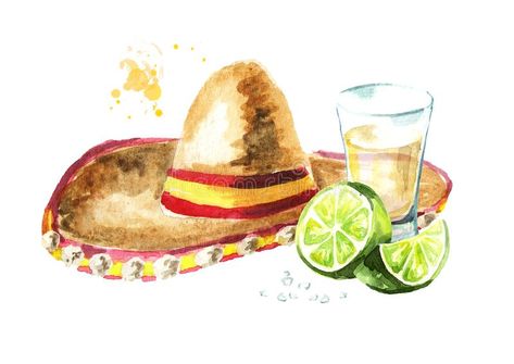 Green Salt, Mexican Paintings, Mexican Hat, Watercolor Beginner, Hand Painted Clothing, Tequila Shots, Watercolor Paintings For Beginners, Watercolor Art Lessons, Sketch Painting