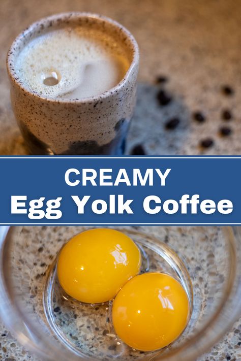 This delicious and robust egg yolk coffee is packed with vitamins, protein, and healthy fats. Creamy, with a rich coffee flavor sure to elevate your morning brew. Egg Yolk Coffee, Egg Yolk Uses, Egg Yolk Recipes, Egg Benefits, Creamy Eggs, Egg Coffee, Nourishing Foods, Coffee Recipe, Creamed Eggs