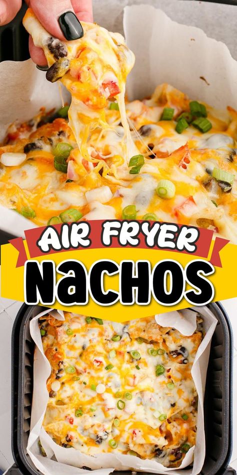 Ninja Air Fryer Nachos, Air Fryer Chicken Nachos Recipe, Air Fried Nachos, Air Fryer Dorito Nachos, 21 Layer Air Fryer Nachos, Nacho Airfryer, Fried Quesadilla Nachos, Air Fryer Nachos Recipes, Air Fryer Chicken Nachos