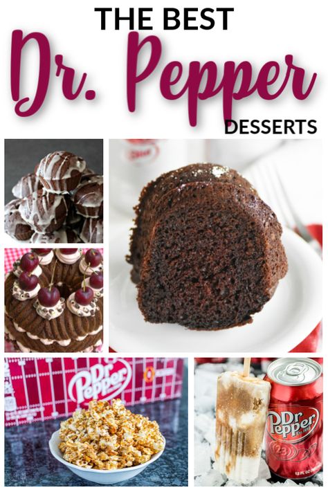 Dr. Peppers fans get ready to drool because these are The Best Dr. Pepper Desserts around town. If you need a sweet, bold and unique treat, these Dr. Pepper flavored goodies are for you! #drpepper #drpepperrecipes #drpepperdesserts #desserts #soda #dessertswithsoda Dr Pepper Recipes Desserts, Dr Pepper Brownies Recipes, Dr Pepper Desserts, Dr Pepper Recipes, Dr Pepper Cupcakes, Weird Recipes, Dr Pepper Cake, 90s Playlist, Caramel Corn Recipes