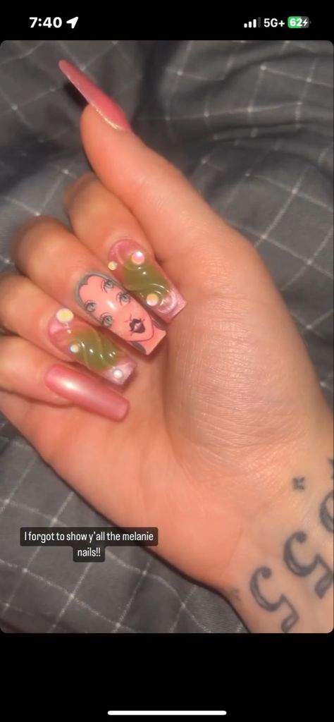 Melanie Martinez Portals Nail Ideas, Nails Acrylic Melanie Martinez, Portals Themed Nails, Melanie Martinez Acrylic Nails, Melanie Martinez Nail Art, Melanie Martinez Nails Ideas, Portals Melanie Martinez Inspired Nails, Melanie Martinez Trilogy Tour Nails, Melanie Martinez Inspired Nails K-12