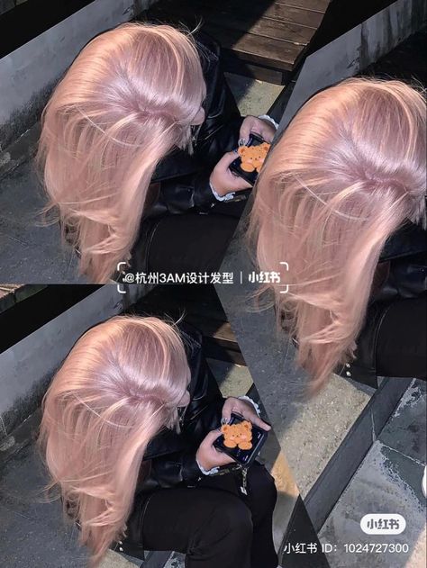 Hair Dye Colors Aesthetic, White Pink Hair Color, Shirt Hair Braids, Grown Out Hair Dye, Milk Pink Hair, Pink Hair On Tan Skin, Dust Pink Hair, Makeup For Pink Hair, Smoky Pink Hair