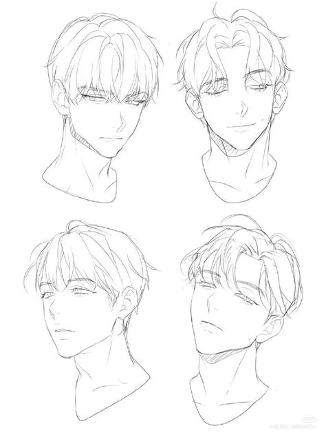 Boy Hair Drawing, Male Art Reference, Drawing Male, Drawing Hair Tutorial, Boy Hair, Have Inspiration, 캐릭터 드로잉, Different Angles, Guy Drawing