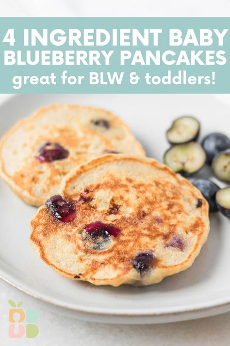 Baby Blueberry Pancakes - Baby Led Bliss Breakfast Baby Led Weaning, Blueberry Pancakes For Baby, Baby Led Weaning Pancakes, Pancakes For Baby Led Weaning, Pancakes For Babies, Pancakes For Baby, Baby Led Weaning Recipe, Banana Yogurt Muffins, Healthy Blueberry Pancakes