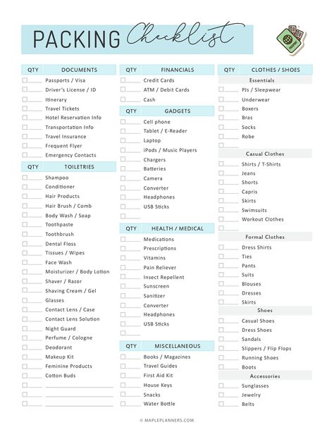 Going on a vacation soon? Make sure to grab this handy travel packing checklist. This extensive checklist helps you stay on top of all things travel. International Travel Packing, Packing List Template, Travel Packing Checklist, Vacation Checklist, To Do Planner, Beach Packing, Road Trip Packing, Packing List For Vacation, Packing Checklist