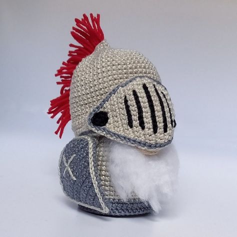 Knight Gnome Crochet Pattern PDF Knight Amigurumi Knight - Etsy Crochet Knight Helmet, Crochet Knight, Helmet Pattern, Gnome Crochet Pattern, Knight Helmet, Gnome Crochet, Knights Helmet, Gnomes Diy, Diy Gnomes