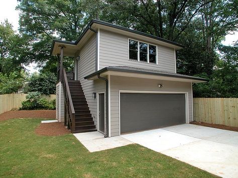 Room Above Garage, Garage Floor Paint, Garage Addition, Garage Loft, Garage Renovation, Garage Apartment Plans, Prairie Style Houses, Garage Studio, Exterior Stairs