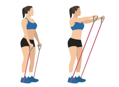 Resistance Band Exercises For Arms, Arm Workout With Resistance Bands, Resistance Band Exercises For Beginners, Under Arm Fat, Mini Band Exercises, Resistance Bands Chest, Arms Exercise, Resistance Bands With Handles, Targeted Exercises