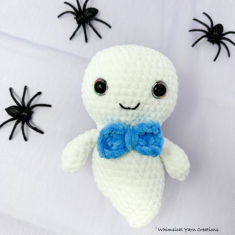 Mini Ghost - Free Pattern | Whimsical Yarn Creations Creative Amigurumi Patterns No Sew Ghost Crochet Pattern, Free Crochet Patterns For Ghosts, Crochet Patterns Ghost, Crochet Ghost Pillow, Crochet Ghost Pattern Free, Knitted Halloween, Creepy Crochet, Crochet Critters, Mini Ghost