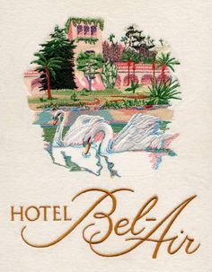 Hotel Bel Air ~ Los Angeles, CA Air Illustration, Bel Air Hotel, Bel Air Los Angeles, Bel Air California, Hotel Bel Air, Air Logo, Randy Newman, Hollywood Vintage, Vintage Hotel