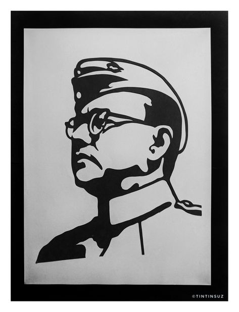 Sketch For Independence Day, 15 August Sketch, Netaji Pic, Netaji Drawing, Drawing Symbols, Drawing In Circle, Freedom Drawing, Subhash Chandra Bose, Aghori Shiva