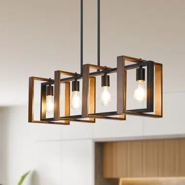 Mercer41 Halliburton 6 - Light Kitchen Island Square / Rectangle Chandelier & Reviews | Wayfair Kitchen Island Square, Wood Chandelier Rustic, Dining Room Light Fixture, Farmhouse Light Fixtures, Island Chandelier, Kitchen Island Chandelier, Rustic Pendant Lighting, Chandelier Metal, Farmhouse Pendant Lighting