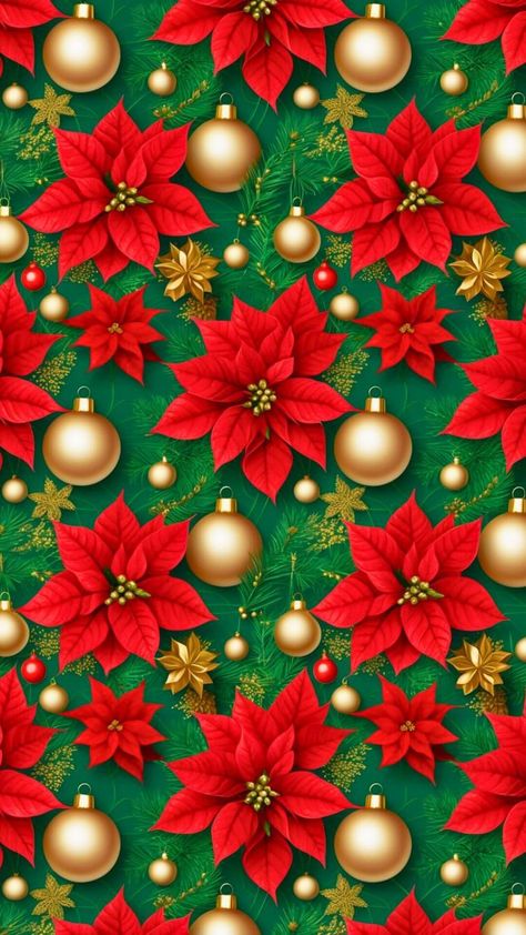 Poinsettias and Golden Ornaments Phone Wallpaper Seasonal Wallpaper, Christmas Phone Wallpapers, Christmas Corner, Christmas Wallpaper Free, Decorative Frames, Merry Christmas Wallpaper, Christmas Backgrounds, Kawaii Christmas, Cute Christmas Wallpaper