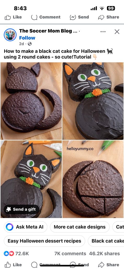 Halloween Cat Cake, Black Cat Cake, Halloween Dessert Recipes Easy, Cat Themed Parties, Walk Idea, Halloween Food Desserts, Green Cake, Diy Cake Decorating, Cake Walk