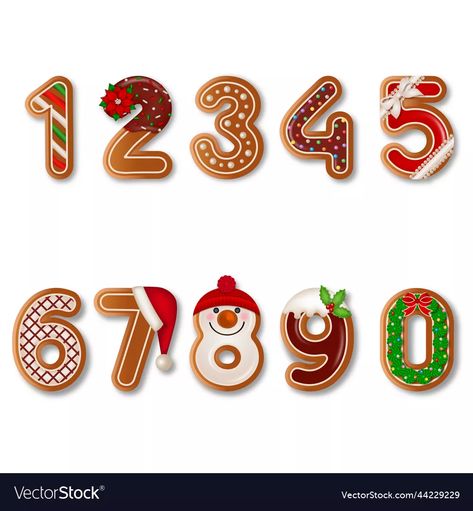 Set gingerbread numbers vector image Gingerbread Numbers, Number Illustration, Number Vector, Illustration Christmas, Mini Cakes Birthday, Preschool Learning Activities, Preschool Learning, Mini Cakes, Tis The Season