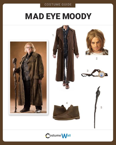 Cosplay Alastor Moody, known as Mad Eye Moody, the famous Auror that appeared in J.K. Rowling's Harry Potter series. Mad Eye Moody Costume, Auror Outfit, Hagrid Costume, Mad Eye Moody, Harry Potter Kostüm, Female Harry Potter, Fanfiction Recommendations, Harry Potter Professors, Harry Potter Halloween Costumes