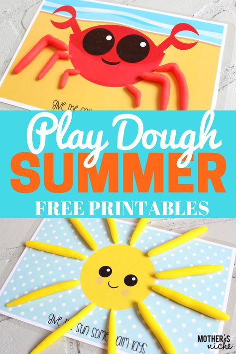 Play Dough Mat Busy Bags- SUMMERTIME EDITION Play Doh Activities, Free Printables For Kids, Play Dough Mats, Dough Mats, Playdough Activities, Summer Preschool, Playdough Mats, Quiet Activities, Printables For Kids