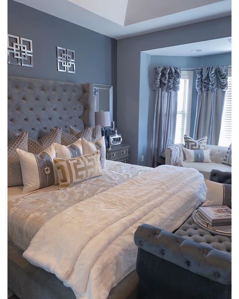 Grey And Gold Bedroom Decor, Silver And Cream Bedroom, Champagne And Silver Bedroom, Gray Gold White Bedroom, White Grey Silver Bedroom, Silver And Beige Bedroom, Gray White And Gold Bedroom, Gray And Gold Bedroom Ideas, Silver And Gold Bedroom