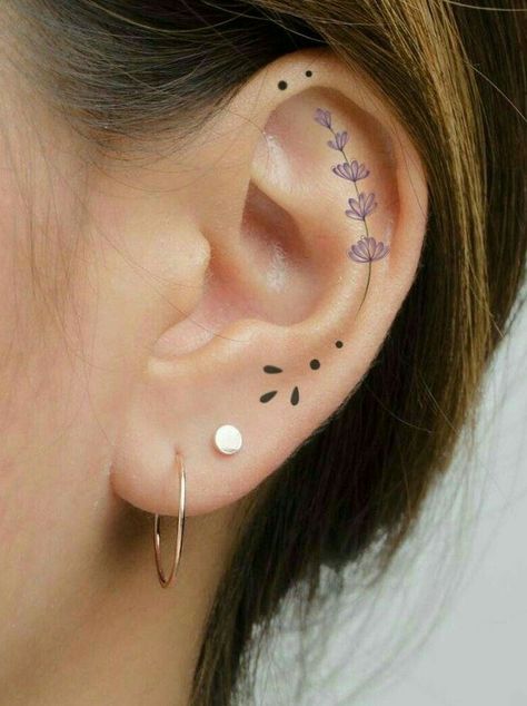 Tragus Tattoo, Cool Tattoos With Meaning, Matching Bff Tattoos, Tiny Bird Tattoos, Behind Ear Tattoos, Tiny Wrist Tattoos, Finger Tattoo For Women, Ear Tattoos, Small Pretty Tattoos