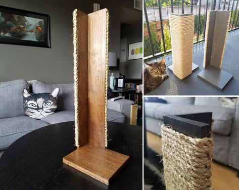 Protective Corner Scratchers from The Nerdy Cat Home Diy Cat Scratching Post, Diy Cat Scratcher, Cat Scratcher Post, How To Make Corner Sofa, Cat Corner, Cat Scratching Furniture, Dog Corner, Cat Couch, Couch Protector