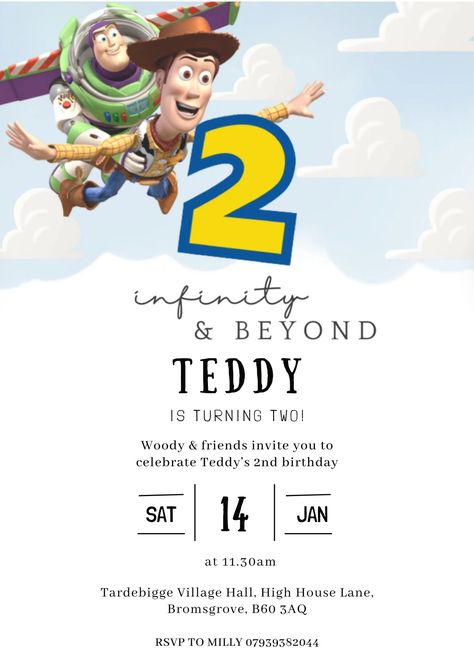 Toy Story Invitation Template, 2 Infinity And Beyond Invitation, Toy Story Birthday Invite, Toy Story Invitations Free Template, Toy Story Birthday Party Invitations, Story Invitation, 4de Verjaardag, Toy Story Invitations, Toy Story Party Decorations