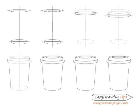 Draw A Coffee Cup, Perspective Tutorial, Coffee Cup Drawing, Basic Sketching, Drawing Furniture, Sketching Tips, Valentine Coloring Pages, Coffee Drawing, Geometric Design Art