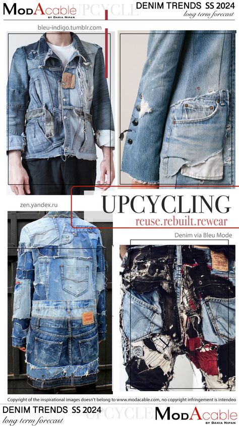 Recycled Outfits, Men's Denim Style, Fashion Trend Forecast, Denim Inspiration, Denim Day, Quirky Fashion, Upcycle Jeans, Jean Trends, Denim Trends