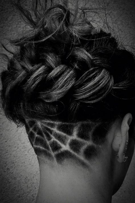 #SpiderWeb #Undercut #HalloweenVibes #Cosmetology @jbillington1061 Spiderweb Braids, Fall Undercut Designs, Under Cuts For Women Designs, Spiderweb Hair Design, Spider Web Design Hair, Spider Web Undercut Design, Undercut Designs For Women, Shaved Undercut Designs, Undercut Pattern