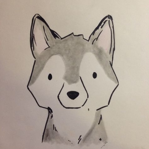 Huskies Husky Dog Drawing Easy, Drawings Of Huskies, Siberian Husky Drawing Easy, Simple Husky Drawing, Husky Dogs Drawing, How To Draw A Husky Easy, How To Draw Husky, Husky Sketch Easy, Husky Illustration Cute