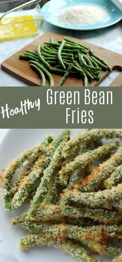 These crispy crunchy green bean fries are baked in the oven so they�re a perfect healthy side dish! Pair them with your favorite veggie burger for an easy dinner! #healthy #sidedish #appetizer Healthy Green Bean Fries, Veggie Burger Sides, Veggie Sides For Burgers, Healthy Side With Burgers, Healthy Burger Sides Dishes, Healthy Hamburger Sides, Healthy Sides With Burgers, Burger Side Dishes Healthy, Healthy Burger Sides