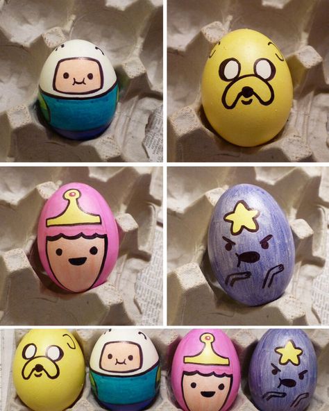 Adventure Time eggs Cool Easter Eggs, Funny Easter Eggs, Funny Eggs, Nerd Crafts, Easter Egg Designs, Easter Egg Crafts, Easter Egg Painting, Egg Crafts, Easter Humor