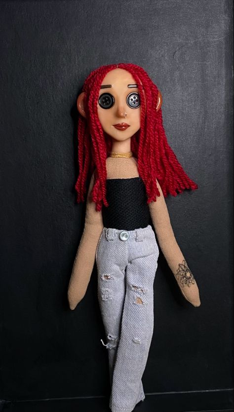 Hello Kitty Gifts Diy, Dolls Reference, Caroline Doll, Coraline Dolls, Puffy Hair, Hello Kitty Gifts, Coraline Doll, Diy Crafts For Kids Easy, Voodoo Dolls