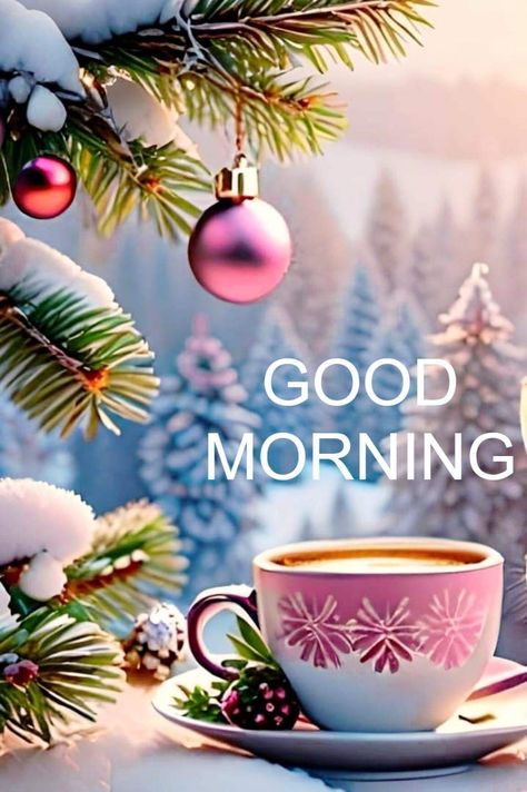 Christmas Morning Coffee, Christmas Time Coffee Mornings, Good Morning December Friday, Merry Christmas Coffee Quotes, Good Morning Winter Images Coffee, Good Morning Winter, Good Morning Christmas, Good Morning Smiley, Morning Coffee Images