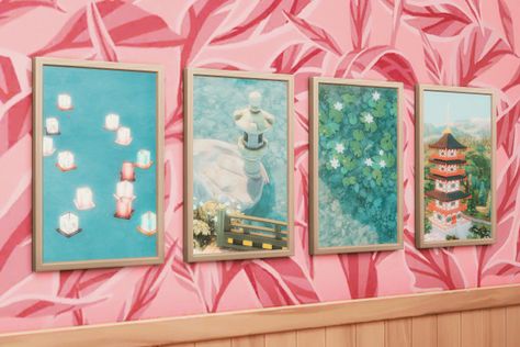 The way I ADORE this artwork by simsworkstyle Sims 4 Maxis Match Paintings, Sims 4 Painting Override, Sims 4 Wall Art Cc, Sims 4 Paintings Cc, Furniture Cc, Asian Painting, Sims 4 Build, Ts4 Cc, Sims Mods